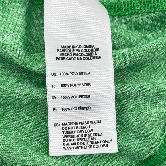 Adidas T-Shirt Men XL Green Heathered Polyester Climalite Logo Short Sleeve - Picture 3 of 8